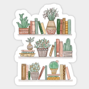 Books and Potted Plants Sticker